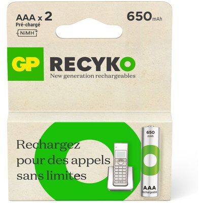 Pile rechargeable AAA ReCyckO 650 mAh lot de 2 GPE