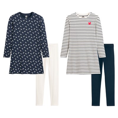Lot 2 pyjamas chemise de nuit, rayures et coeurs LA REDOUTE COLLECTIONS