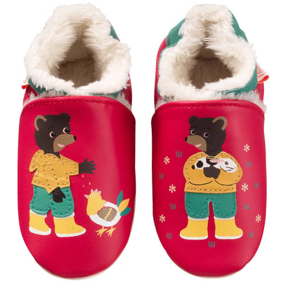 Chaussons cuir souple Petit Ours Brun TICHOUPS