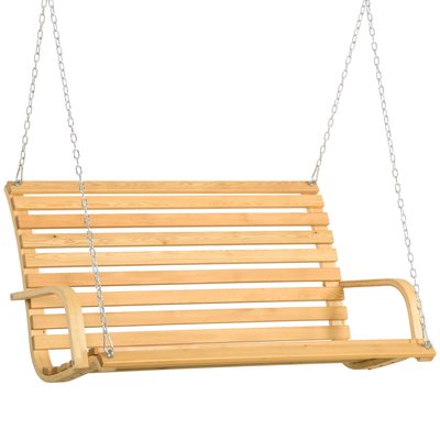 Banc suspendu 2 places balancelle de jardin en bois - chaînes incluses OUTSUNNY
