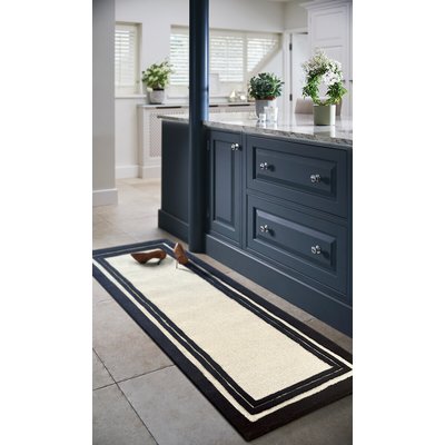 Monochrome Double Border Runner Rug in 100% Wool SO'HOME