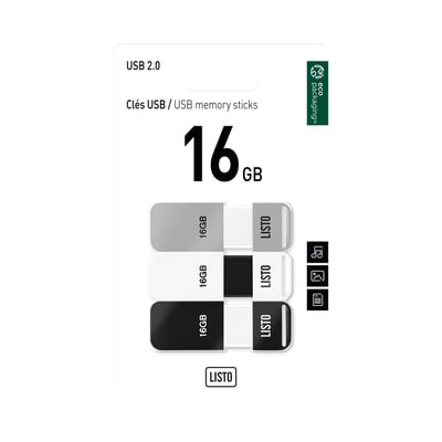 Clé USB Tripack x 3 16Go ESSENTIEL B