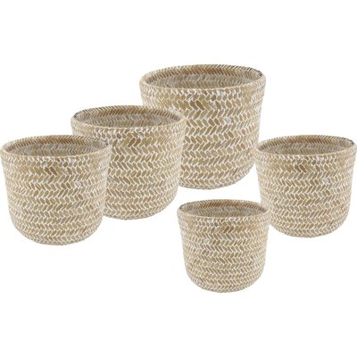 Cache pot rond en bambou patiné (Lot de 5) AUBRY GASPARD