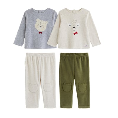 Lot de 2 pyjamas bébé 2 pièces en velours Pistache PETIT BEGUIN
