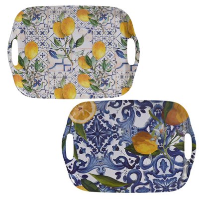 Set de 2 plateaux de service façon carreaux 40.5x29x2.5cm WADIGA