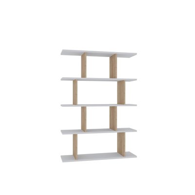 Etagère 4 niveaux blanc et décor chêne L90 cm - HARMON CALICOSY