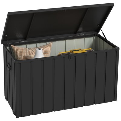 Coffre de rangement jardin 450L acier PP anthracite OUTSUNNY