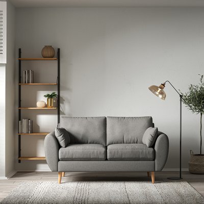 Ada Scandi Soft Woven 2 Seater Sofa with Light Wood Legs SO'HOME