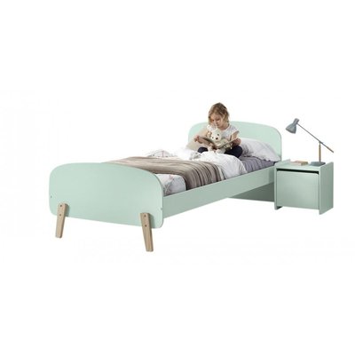 KIDDY Lit simple en laque et brut et sommier + Chevet enfant laque porte VIPACK