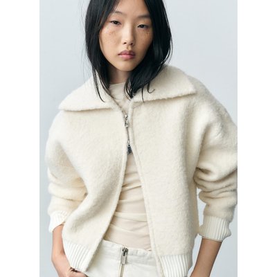 Veste laine mélangée tissu bouclette MANGO