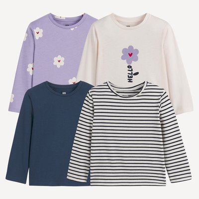 Confezione da 4 T-shirt girocollo a maniche lunghe LA REDOUTE COLLECTIONS