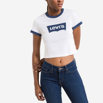 T-shirt cropped, logo vooraan LEVI'S