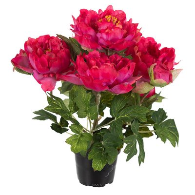 Pivoine artificielle en pot H 35 cm 4 fleurs ARTIFICIELLES