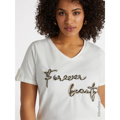 T-shirt con scritta in coda intrecciata FIORELLA RUBINO