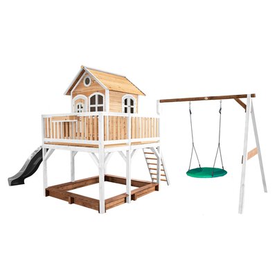 AXI Classic Liam Maisonnette avec balancoire nid  Marron Blanc Toboggan Gris AXI HOUSE