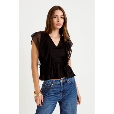 Blouse décolleté voile manches courtes CACHE CACHE