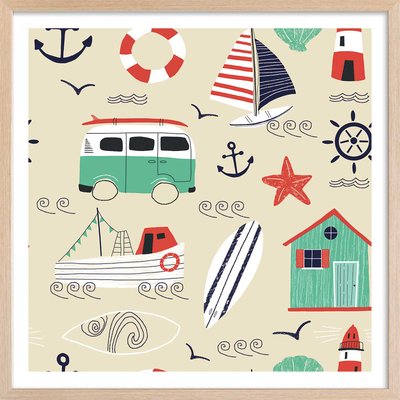 Affiche enfant vacances à la mer HEXOA