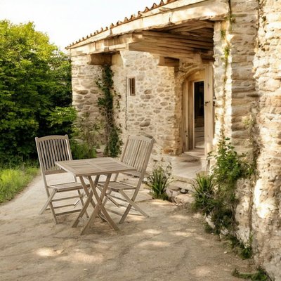 Table de jardin carrée pliante en bois de teck massif 70x70cm SUMMER 2 personnes PIER IMPORT