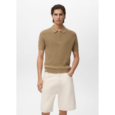 Polo maille ajourée à zip MANGO MAN