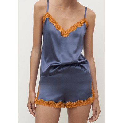 Short en soie et dentelle contrastée MANGO