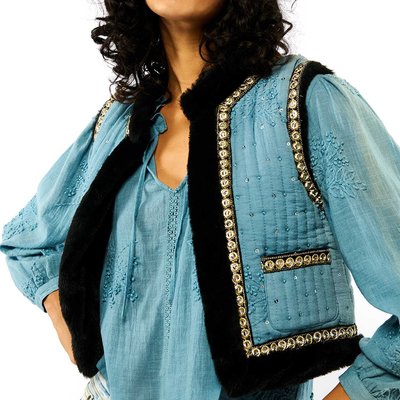 Veste sans manches fourrée avec broderies ISCO WILD