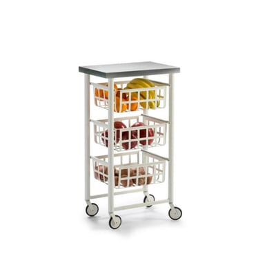 Desserte de cuisine à roulettes FIFTY-FIFTY avec 3 paniers et plateau en inox DON HIERRO