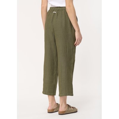 Pantalon kaki en lin à taille haute élastiquée HUMILITY