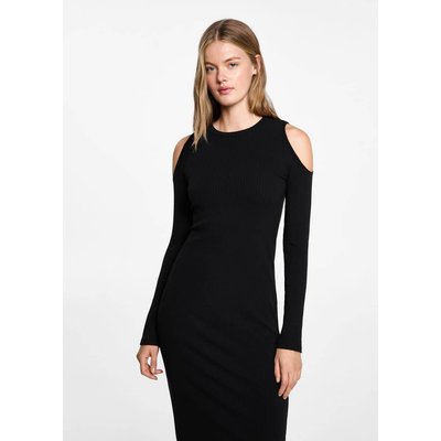 Mango robe noire manche longue deals