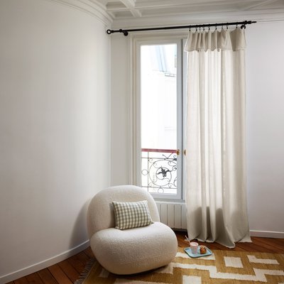 Rideau Lou Tamisant en Gaze de coton unie et frangée Blanc 145x280 cm MADURA