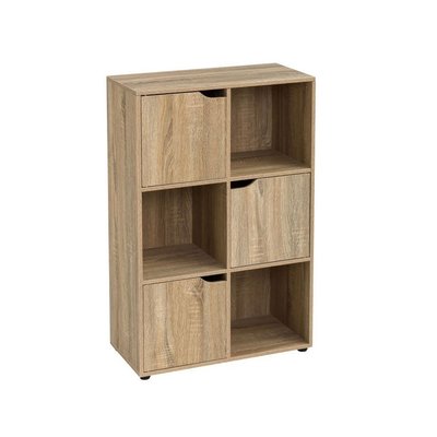 Étagère Basse en Bois MDF 6 Casiers 3 Portes WADIGA