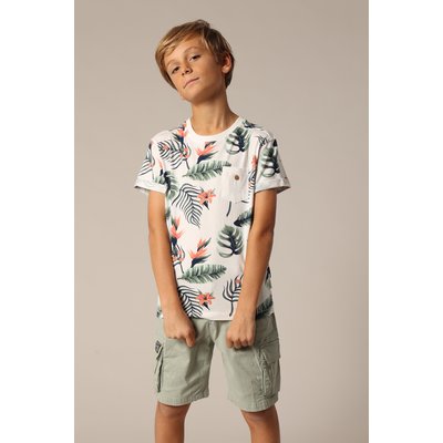 T-shirt garçon à col rond avec imprimé tropical sur le devant NUBIE DEELUXE