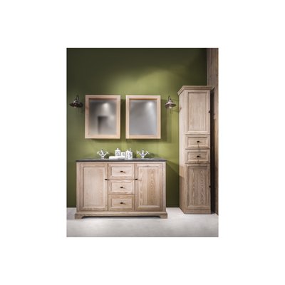 Meuble de salle de bain en chêne double vasque et plan en pierre - VIENNE II HELLIN, DEPUIS 1862