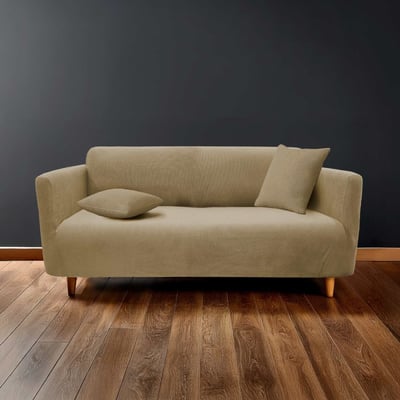 Housse De Canapé Extensible En Polyester Gaufré Coloris Beige DECORATIE