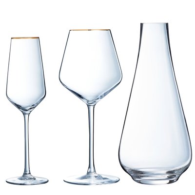 Ensemble 8 verres à pied Ultime Bord Or et carafe - Cristal d'Arques CRISTAL D ARQUES
