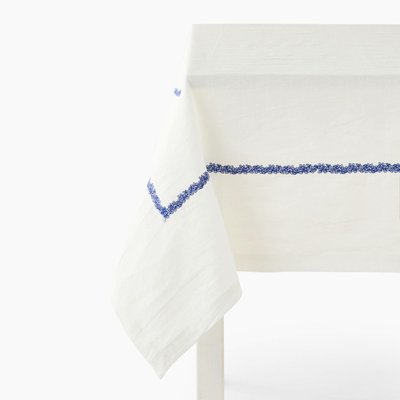 Nappe avec broderie fleurs, 170x250cm, 100% coton MONOPRIX