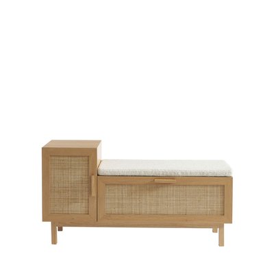 Banc d'entrée avec rangement à chaussures en bois et cannage L120cm- JUNE DRAWER