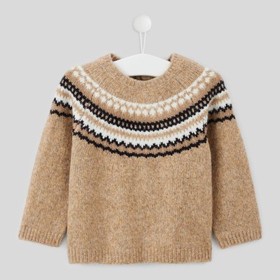 Pull manches longues col rond jacquard, certifié OEKO-TEX BOUT'CHOU
