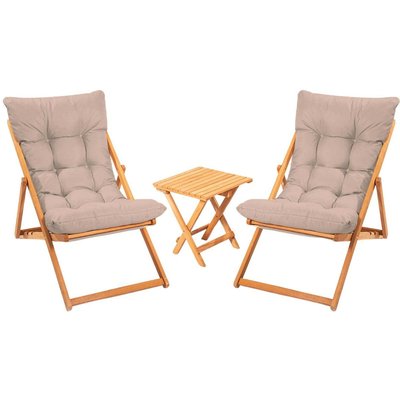 Salon de jardin détente en bois de hêtre Mycos HANAH HOME