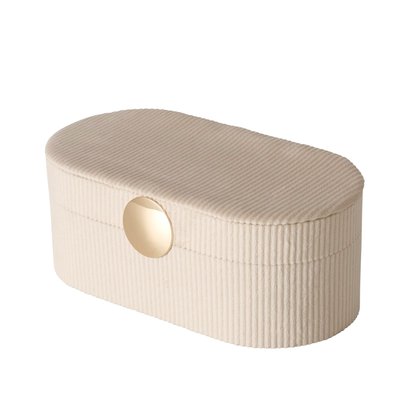 Boîte à bijoux velours côtelé beige 25.6x13x10cm WADIGA