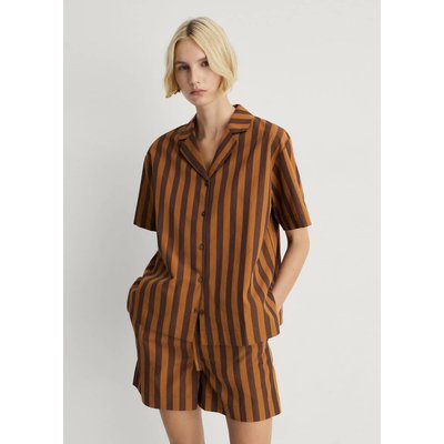 Chemise courte rayures tissu bicolore MANGO