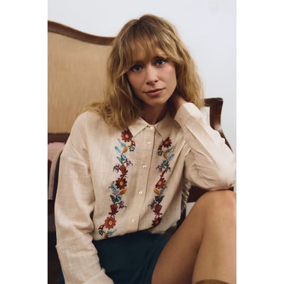 Chemise en coton, broderies florales MOLLY BRACKEN