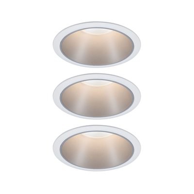 Kit 3 Spots Led Coin Cole À Encastrer Blanc & Argent 3 X 6,5w Dimmables PAULMANN