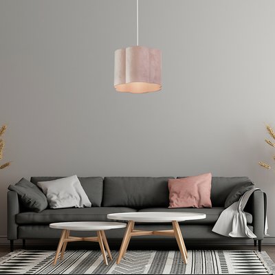 36cm Velvet Scallop Lampshade Blush Pink SO'HOME