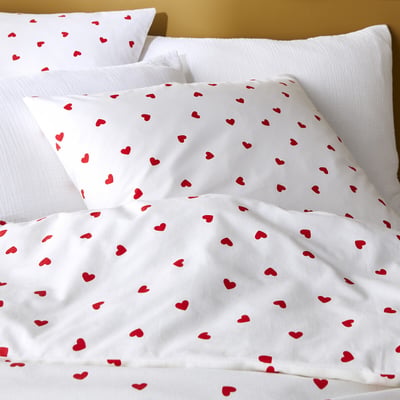 Conjunto 50% algodón reciclado, funda de almohada cuadrada Scacco roja LA REDOUTE INTERIEURS