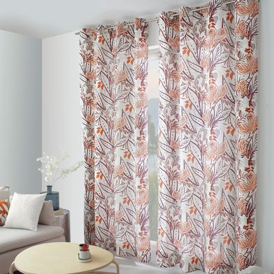 Rideau à oeillets coloré motif exotique HOME MAISON