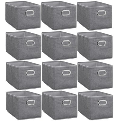 Lot de 12 Boites de rangement en tissu avec poignée TOILINUX