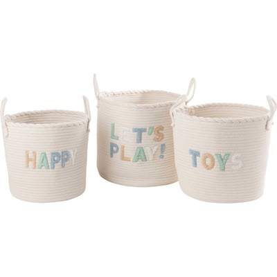 Set de 3 paniers enfant en coton brodé RECOLLECTION