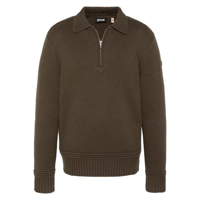 Pull col polo zippé maille fantaisie SCHOTT