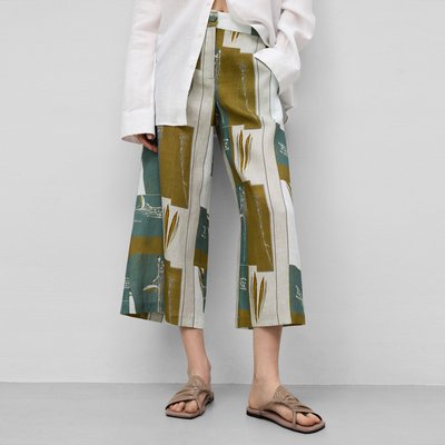 Pantalon longueur cheville en lin imprimé ADOLFO DOMINGUEZ