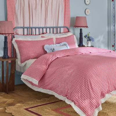 Painted Gingham Lace Reversible Cotton Duvet Cover and Pillowcase Set CATH KIDSTON